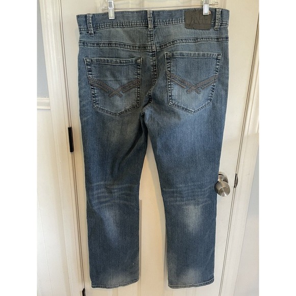 TK AXEL Jeans Mens 34x32 Slim Boot Blue Denim Medium Wash 5 Pocket - Picture 2 of 13